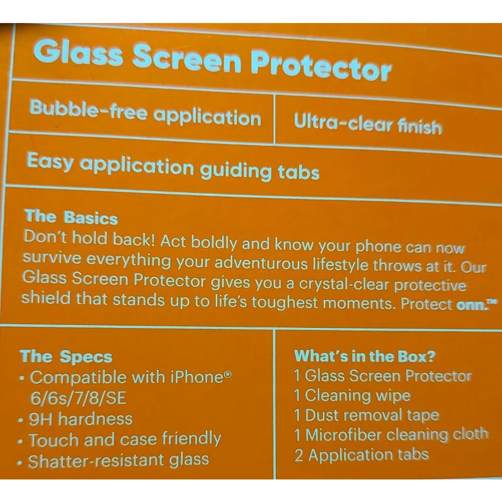 Unisex Protect Onn. Glass Screen Protector for iPhone 6/6s/7/8/SE Clear One Size